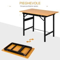 Tavolo da Lavoro Pieghevole per Fai da Te in Acciaio e MDF, con Riga e Goniometro Stampati sulla Superficie