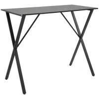 Bancone Bar Tavolo Alto Stile Industriale Effetto Marmo, Legno e Acciaio 120x60x102 cm, Nero