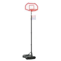 Canestro Basket ad Altezza Regolabile con Base Riempibile e 2 Ruote, in Acciaio, PE e HDPE, 70x45x2 cm