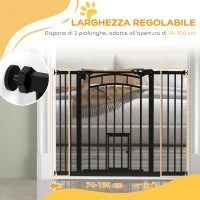 Cancellino per Cani taglia Piccola e Media con Chiusura Automatica, in Acciaio e PA, 74-100x76 cm, Nero