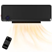 Termoventilatore Elettrico da Parete 1000W/2000W con Display LED e Telecomando 56x18,5x11,7 cm Nero