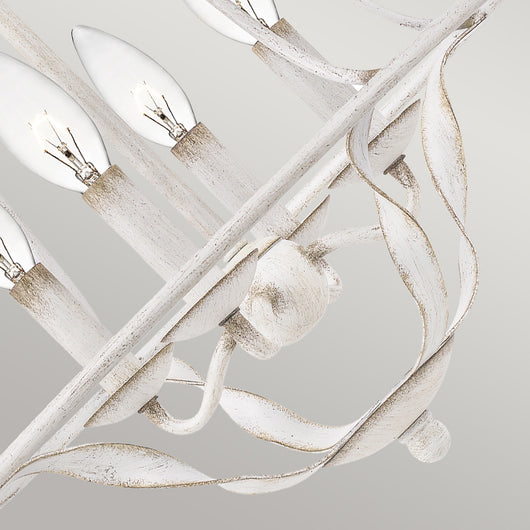 Lampadario Industrial Nordico Bradbury Acciaio Bianco Antico 4 Luci E14