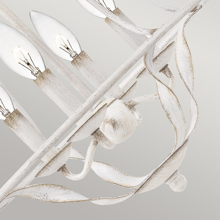 Lampadario Industrial Nordico Bradbury Acciaio Bianco Antico 4 Luci E14