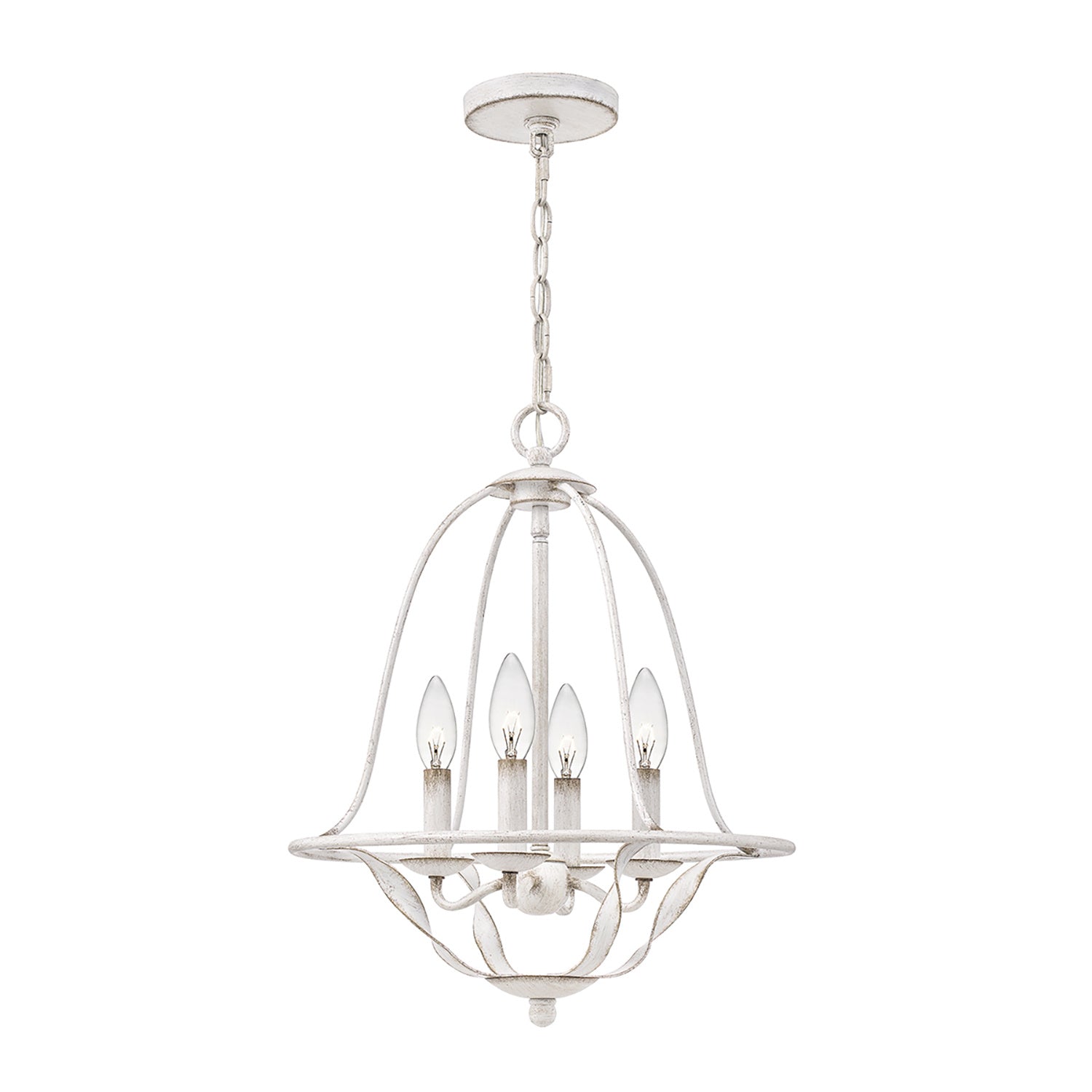 Lampadario Industrial Nordico Bradbury Acciaio Bianco Antico 4 Luci E14