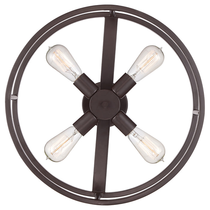 Lampadario Industrial Nordico New Harbor Acciaio Bronzo Western 4 Luci E27