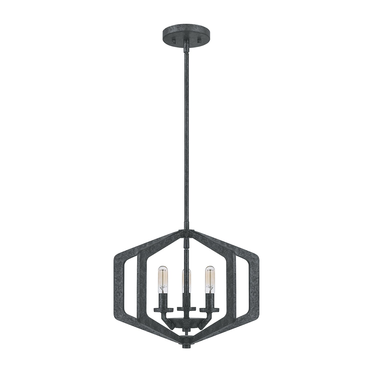 Lampadario Industrial Nordico Vanguard Acciaio Nero Antico 3 Luci E14