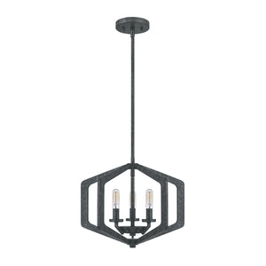 Lampadario Industrial Nordico Vanguard Acciaio Nero Antico 3 Luci E14
