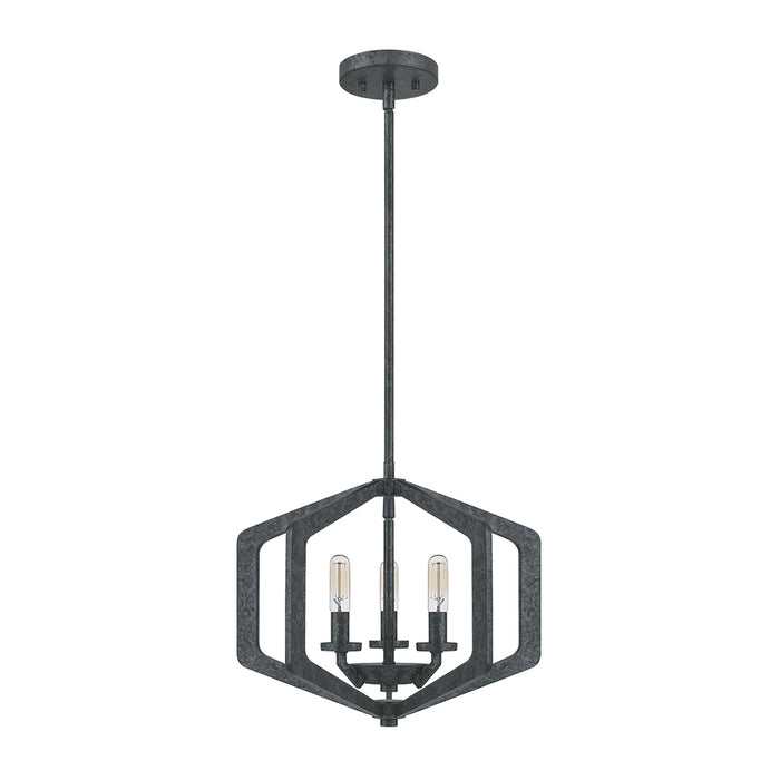 Lampadario Industrial Nordico Vanguard Acciaio Nero Antico 3 Luci E14