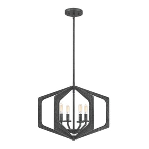Lampadario Industrial Nordico Vanguard Acciaio Nero Antico 4 Luci E14