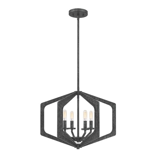 Lampadario Industrial Nordico Vanguard Acciaio Nero Antico 4 Luci E14