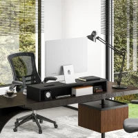 Supporto per Monitor con 2 Vani Contenitore in Legno, 100x27x15 cm, Nero