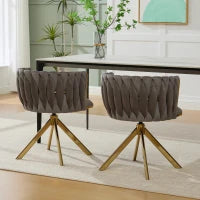 Set da 2 Sedie Girevoli a 180° con Supporto Lombare Ergonomico e Rivestimento Effetto Velluto, 56x50x70 cm, Grigio