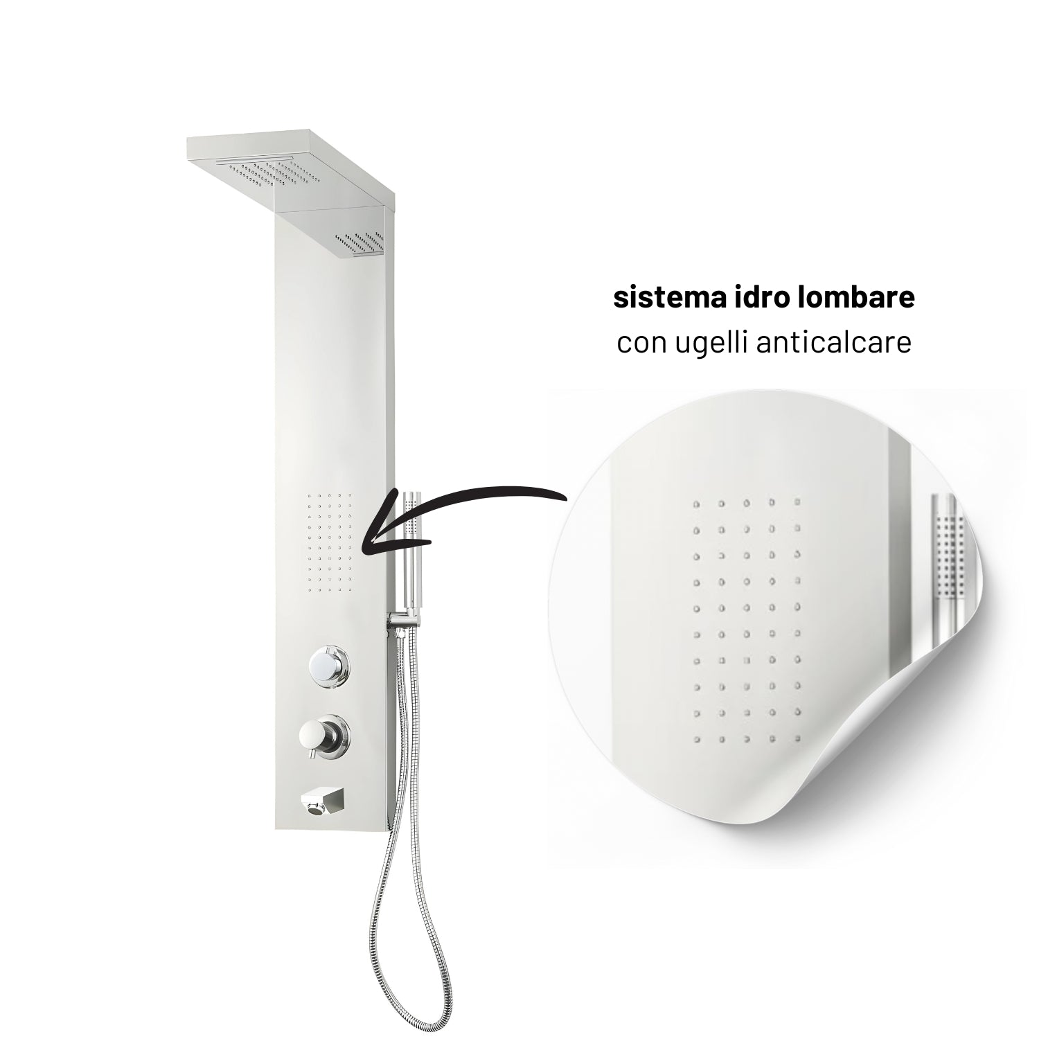 Colonna doccia ivon cascata bocca di erogazione per vasca e idro lombare *** finitura- cromo lucido, confezione 1