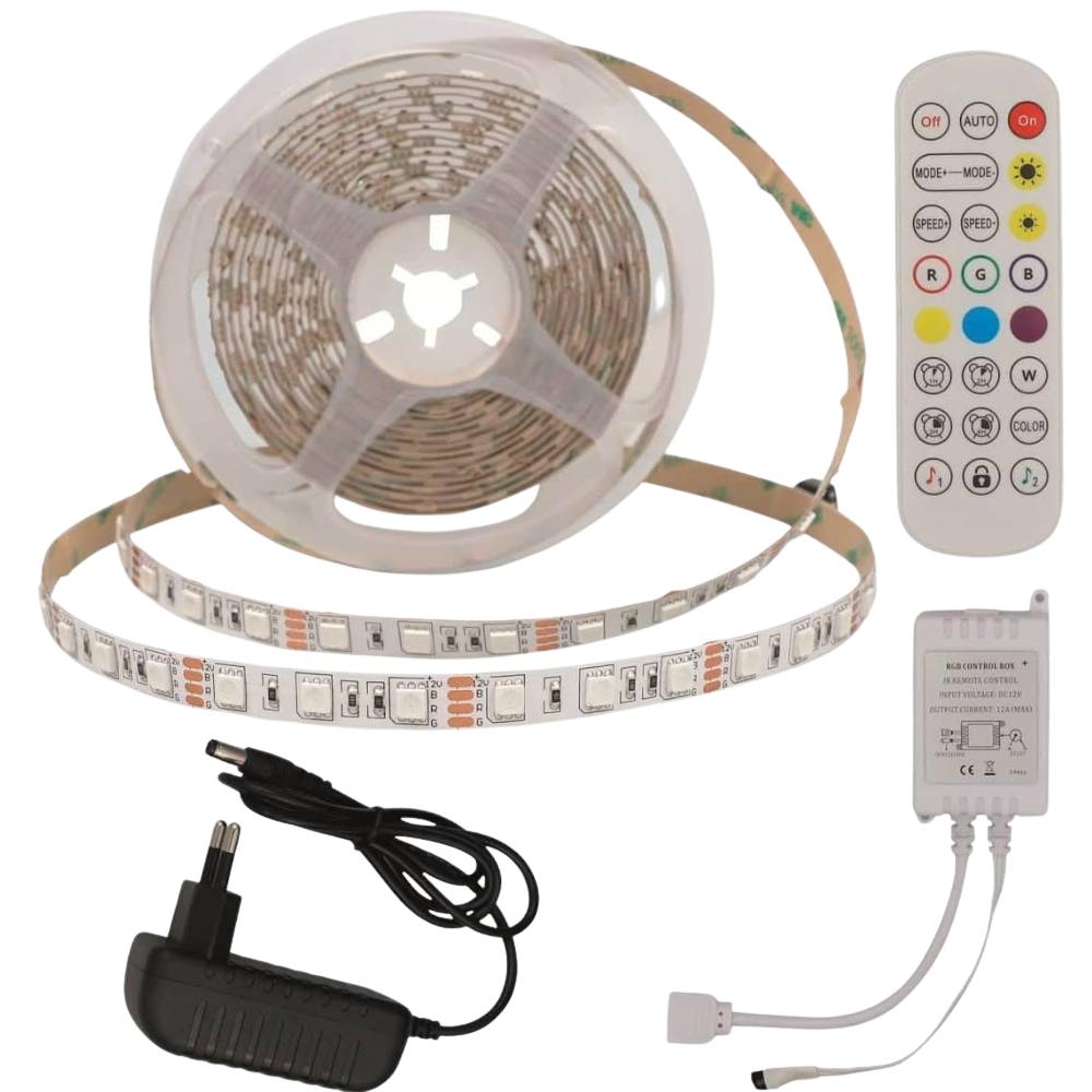 Kit striscia led rgb optonica 4322 5m con alimentatore ir