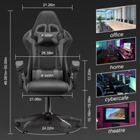 Sedia gaming ergonomica - RATTANTREE - con Supporto Lombare Sedia da Gioco in Pelle Pu con Altezza Regolabile - Nero Grigio