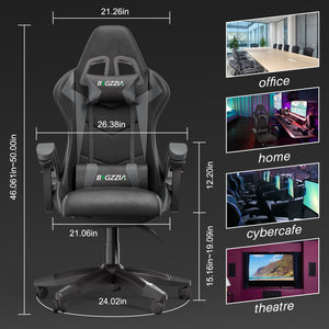 Sedia gaming ergonomica - RATTANTREE - con Supporto Lombare Sedia da Gioco in Pelle Pu con Altezza Regolabile - Nero Grigio