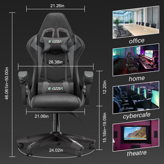 Sedia gaming ergonomica - RATTANTREE - con Supporto Lombare Sedia da Gioco in Pelle Pu con Altezza Regolabile - Nero Grigio