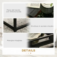 Set da 2 Tavolini da Caffè Impilabili con Finitura Lucida e Telaio in Acciaio, Nero