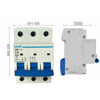 Chint nb1-63 interruttore magnetotermico 3p curva c 6ka guida din *** ampere 32 ampere, confezione 1