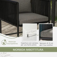 Set da Giardino 3 Pezzi in Rattan con 2 Sedie 50x51.5x67 cm e Tavolo 110x60x75 cm in Legno Composito