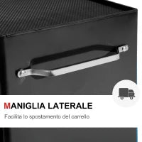Carrello Porta Utensili Attrezzi Attrezzatura con Cassettiera Nero 61.5 x 33 x 82.5cm