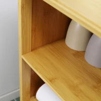 kleankin Mobiletto Bagno Salvaspazio in Legno con Armadietto, 2 Ante e 2 Ripiani Aperti, 50x29x92 cm