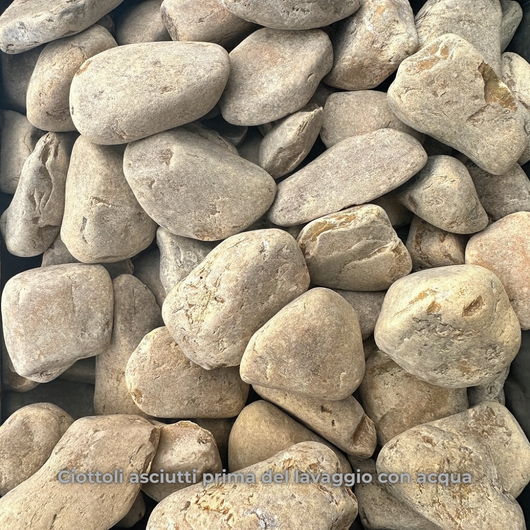 Ciottolo in marmo giallo siena per decorazioni esterne *** misura 25/40, formato 5 kg, confezione 1