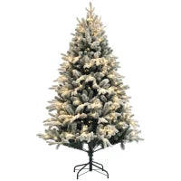 Albero di Natale Artificiale 180cm con 793 Rami, Luci LED e Rami Innevati, Verde