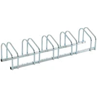Rastrelliera Portabiciclette Parcheggio per 5 Biciclette in Acciaio, 145×33×27 cm, Argento