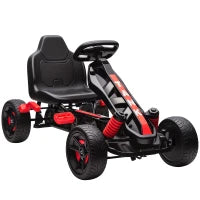 Kart a Pedali per Bambini di +3 Anni con Frizione Automatica Freno Ruote Antiscivolo in EVA e Telaio in Metallo Rosso