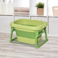 Vaschetta Bagnetto Pieghevole per Bimbi 0-6 Anni in Plastica Antiscivolo Verde, 75.3x55.4x43cm