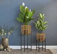 Portavasi Rattan Coppia cm Ø 38X90-33X60