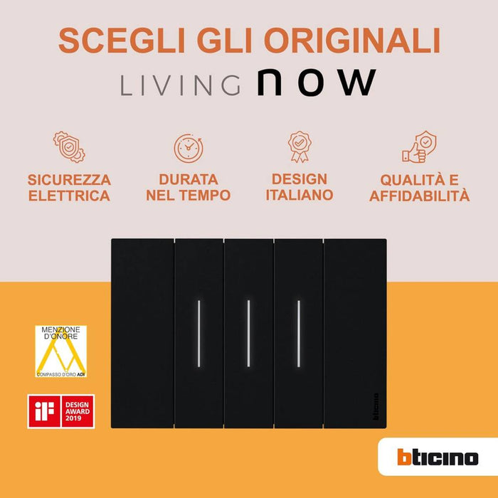 Cover illuminabile bticino 1 modulo varie finiture di colore *** colore nero, confezione 1