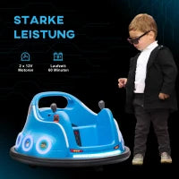 Autoscooter per Bambini, Rotazione a 360°, per 3-5 anni, con Telecomando, Musica, Blu