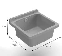 MONGARDI Lavandino pilozzo a muro da esterno 40x40x19, colore CEMENTO