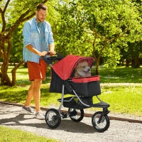Passeggino per Cani e atti con 3 Ruote, Pieghevole, Oxford, 109.5 x 54.5 x 106.5 cm, Rosso e Nero