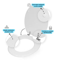 Sedile wc copri water tavoletta vaso universale bianco mdf legno pesante cerniere metallo bagno *** pezzi 1