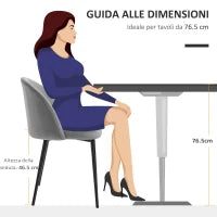 Set di 2 Sedie per Sala da Pranzo e Cucina Imbottite in Velluto, 49x50x77cm, Grigio