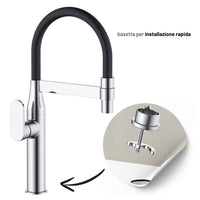 Miscelatore monocomando lavello cucina nairobi ottone cromato canna flessibile *** finitura- cromo lucido, confezione 1