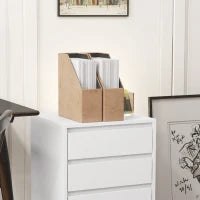 Cassettiera da Ufficio con 4 Cassetti e Ruote con Freno in Legno MDF, 46x40x65 cm, Bianco