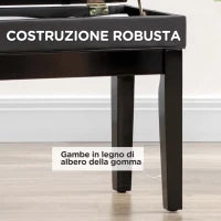 Sgabello per Pianoforte con Altezza Regolabile e Contenitore in Legno e Finta Pelle, 63x35x46-56cm, Nero