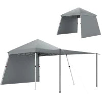 Gazebo da giardino 3x3m pop up tenda pieghevole teli parasole aggiuntivi piedi inclinabili sacco di trasporto grigio chiaro