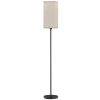 Lampada da Terra 40W con Interruttore a Pedale, in Tessuto Effetto Lino e Metallo, Ø25x161.5 cm, Nero e Beige