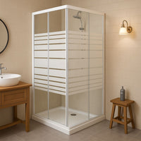 Box doccia corner due ante cristallo serigrafato temperato *** misure 76.5-79.5x116.5-119.5xh185 cm serigrafato dx, c...