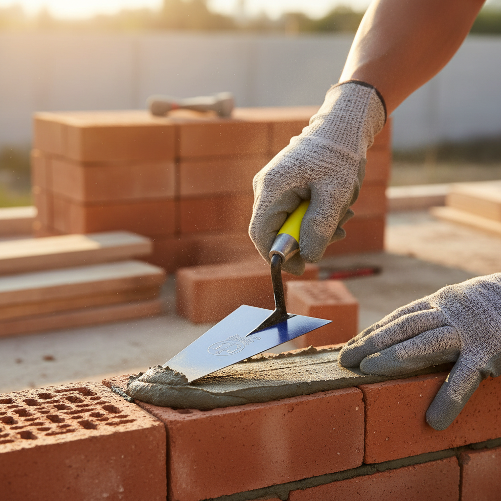 Cazzuola ancora a punta tonda 20 cm con manico in gomma