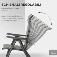 Set da 2 Sedie da Giardino Pieghevoli in Rattan PE, Schienale 7 Posizioni, 71x58x111cm