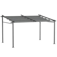 Pergola Retrattile 4 x 3 m, Struttura in Metallo Resina Epossidica Anticorrosione, Telo Poliestere 180 g/m², Grigio
