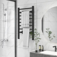 Scaldasalviette Elettrico da Terra o Parete 150W con 8 Barre e Timer 2-4 Ore, 53x35x90 cm, Nero