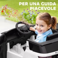 Macchina Elettrica per Bambini a Licenza Land Rover con Fari, Clacson e Cintura,106x65.5x51 cm, Bianco