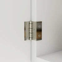 Specchio Bagno Ovale Moderno con Armadietto e Due Ripiani, 45x90 cm, Bianco